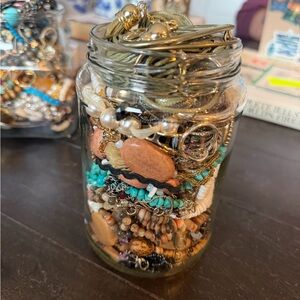Jewelry mystery jar 45+ pieces necklace bracelet ring etc stone shell pearls